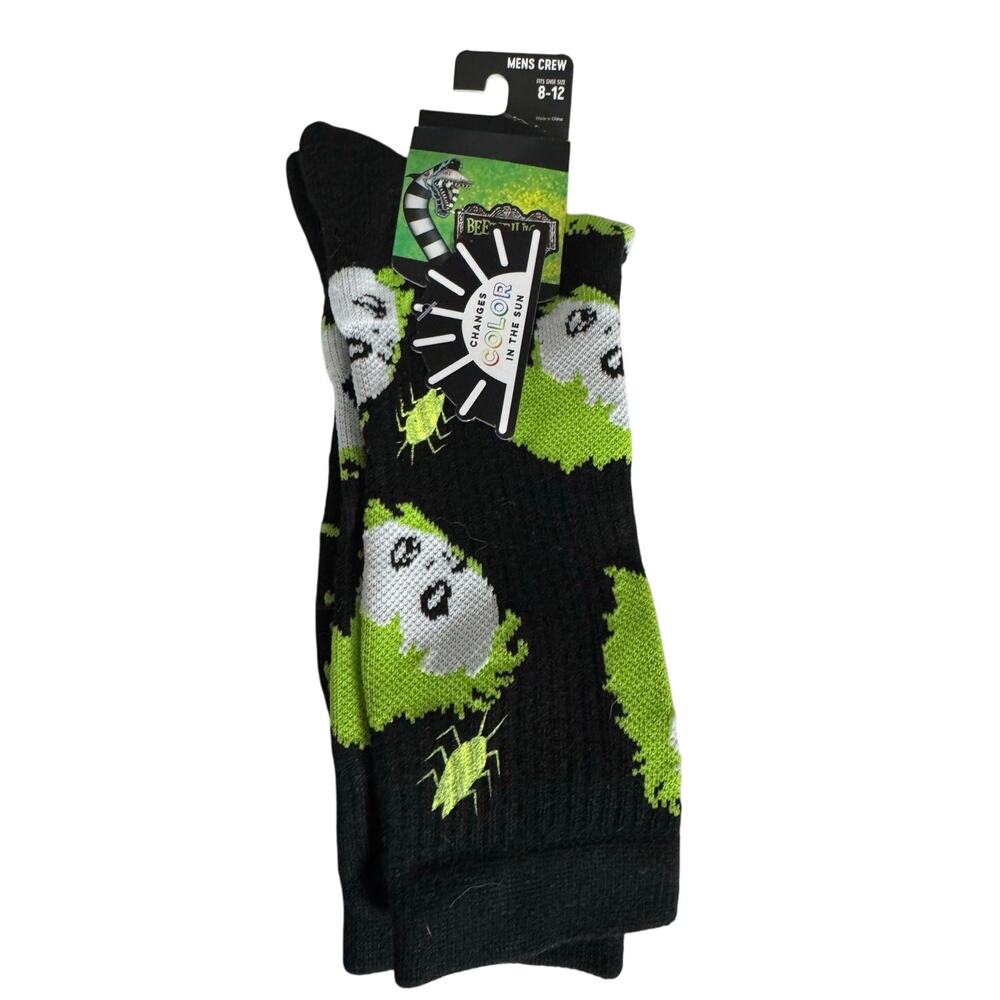 BIOWORLD BEETLEJUICE Crew Socks Color Change Men's Shoe Size 8 - 12